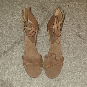 Women's Strappy Wedge Sandals Nine West Tan Size 8 1/2